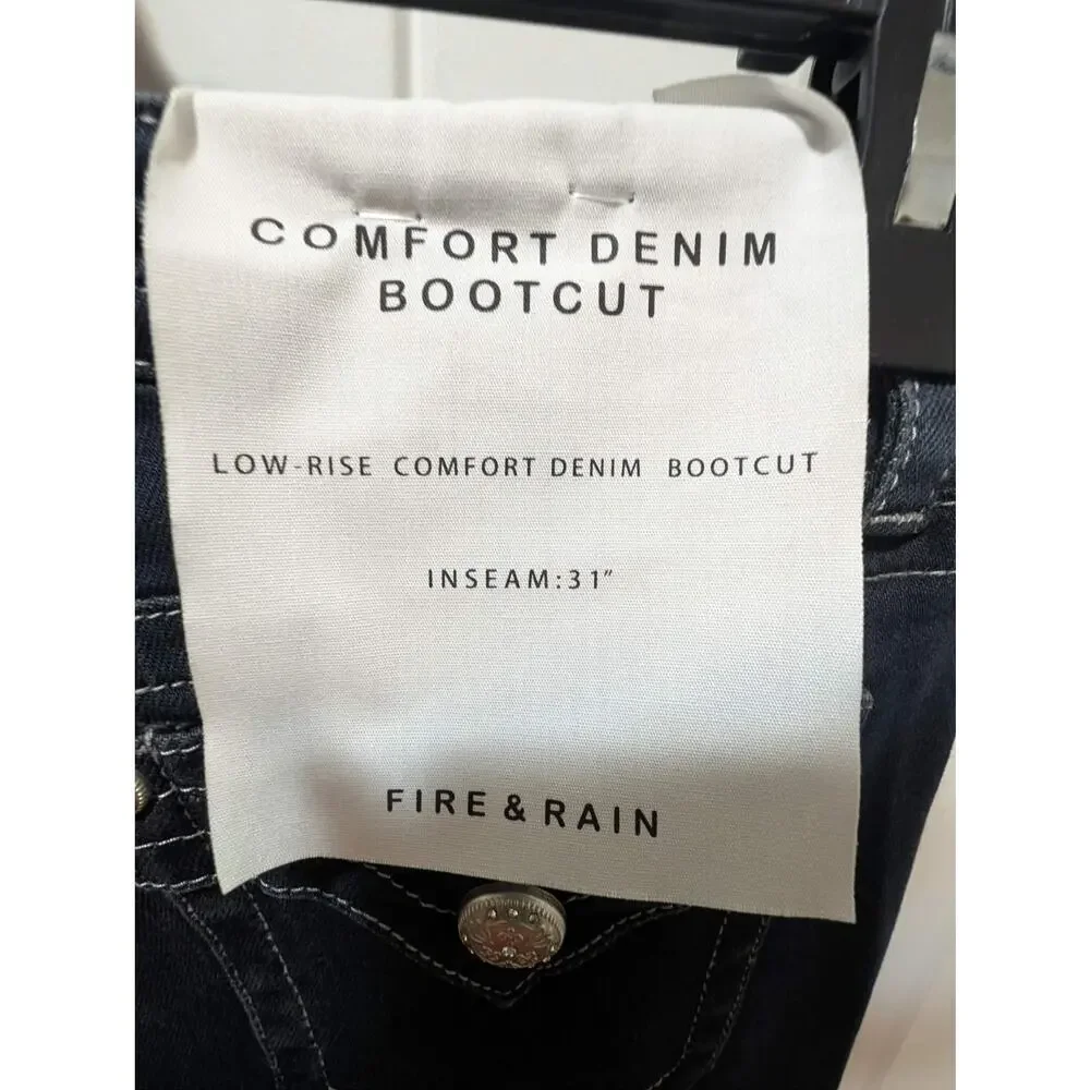 NEW! Fire & Rain Blue Comfort Denim Bootcut Low Rise Jeans Size 7/28